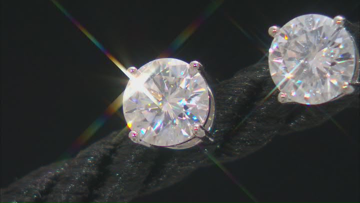 Moissanite Platineve Stud Earrings With Halo Jacket 2.02ctw DEW Video Thumbnail